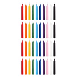 Mega Candles 40 pcs Unscented Assorted Colors Exquisite Mini Taper Spell Candles, 4 Inch Tall x 1/2 Inch Diameter, Magic Chimes, Enchantment, Casting Rituals, Witchcraft, Wiccan, Altar, Metaphysical