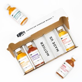 American Vinegar Works - Apple Cider Vinegar Sampler Pack - Includes Apple, Cranberry Apple, Hot Apple, Wild Blueberry, and Maple Cider Vinegars - Great for Gifts - 2oz Bottles - 5 Pack