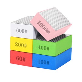 6 Pack Diamond Hand Polishing Pads, Sanding Blocks Polishing, Sanding Pads Assortment, Sandpaper with High-Density Sponge, for Wood Tile Glass Stone Grinding (60#,100#,200#,400#,600#,1000#)