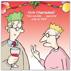 Twizler Merry Christmas Card with Charades - Happy Christmas Card - Rude Xmas Card - Funny Christmas Card - Womens Christmas Card for Her Female - Mens Christmas Card for Him Male