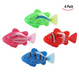 iwobi 4 Stück Simulation Tropische Fische, Elektronische Fisch Batteriebetriebene, Kunststoff Mini Fisch Spielzeug für Badespielzeug Katzen Aquarium Spielzeug Schwimmbad Kinder Lernspielzeug