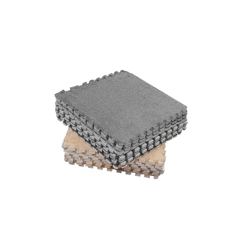 Interlocking Plush Foam Rug, 10 Pieces Cuttable Plush Puzzle Foam