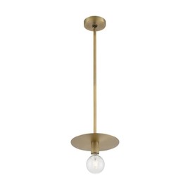 Nuvo Barbett-1 Light Medium Pendant in Traditional Style-10 Inches Wide by 3.5 Inches High-Vintage Brass Finish
