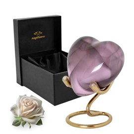 ANGELFOREVER Heart Urn with Stand & Box Keepsake Urn for Human Ashes, Honor Your Loved One with Mini Urns Mini Cremation Urn for Men & Women Small Urns Funeral Gift Set (Pink)