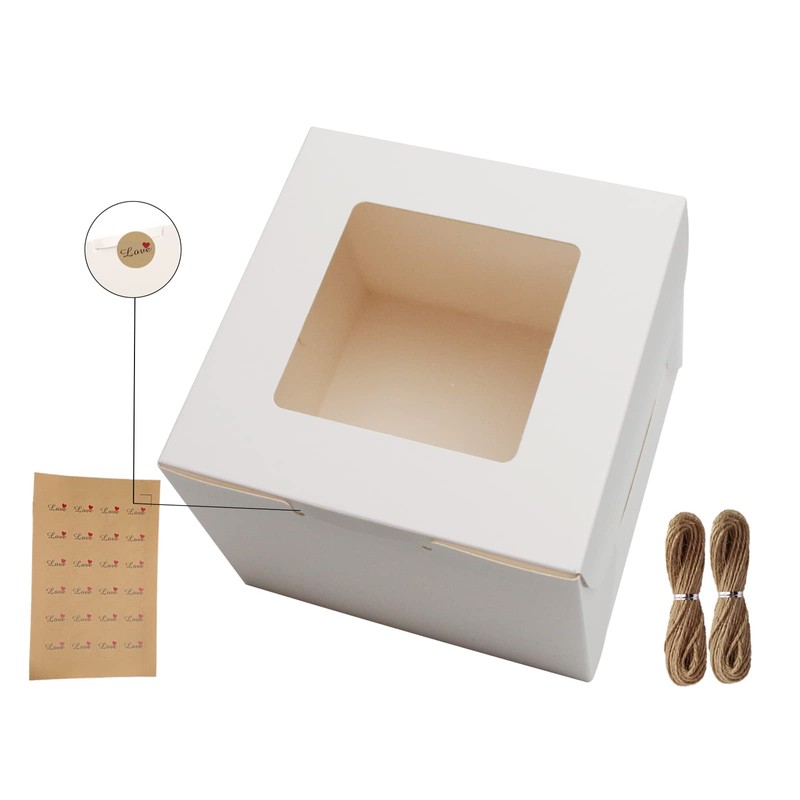 PQZKLDP 12Packs 6x6x5 Inch Bento Cake Box - 6 inch