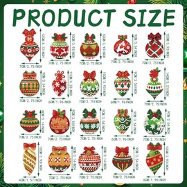 Satiskid 20 PCS Christmas Diamond Painting Keychains, Double Sided Diamond Art Keychain, 5D DIY Colorful Christmas Ball Painting Key Ring Pendant, Xmas Key Pendant Kits for Kids Adults