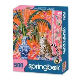 Springbok Cheetah and Ginger Jar 500 Piece Jigsaw Puzzle for Adults by Artist Sophia Clima