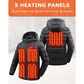 Venustas Men's Heated Down Jacket with Battery Pack, Electric Lightweight Packable Puffer Jacket, Heated Coat for Outdoors