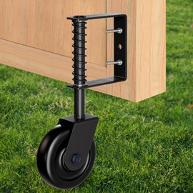 BOODVON 4.3" Heavy Duty Gate Caster with Bearing, Spring Loaded Gate Wheels with Bear, Gate Caster Wheel with 360° Rotation for Wooden Gate Fence, Metal Tube Gate, 220 Lbs Capacity, Black, 1 Pack