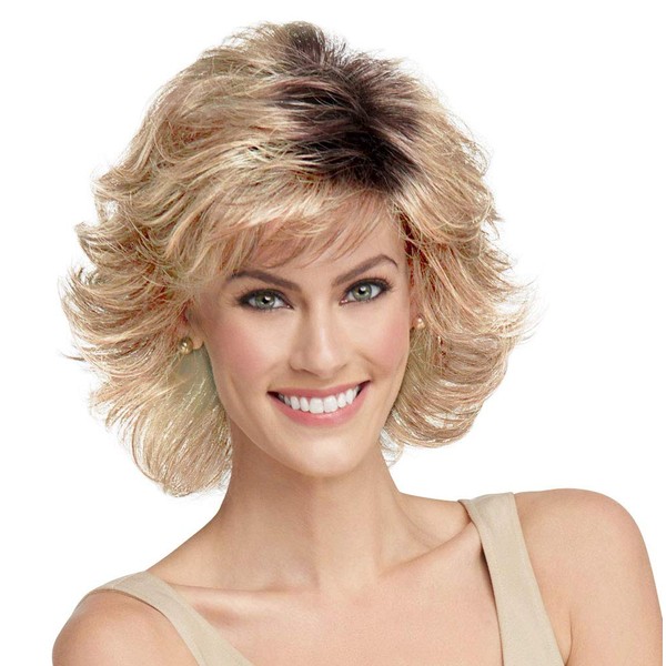 Raquel Welch Breeze, Short Textured Layers With A Feathered Bob Style Hair Wig For Women, ss14/88 Shadow Shade Golden Wheat by Hairuwear