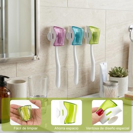 NEARPOW Cubre Cepillo de Dientes y Protector con Ventosa Paquete de 6 Pzas Estuche portátil para viajes, tapa ventilada de secado rápido, silicona sin BPA, higiene escolar, baño familiar