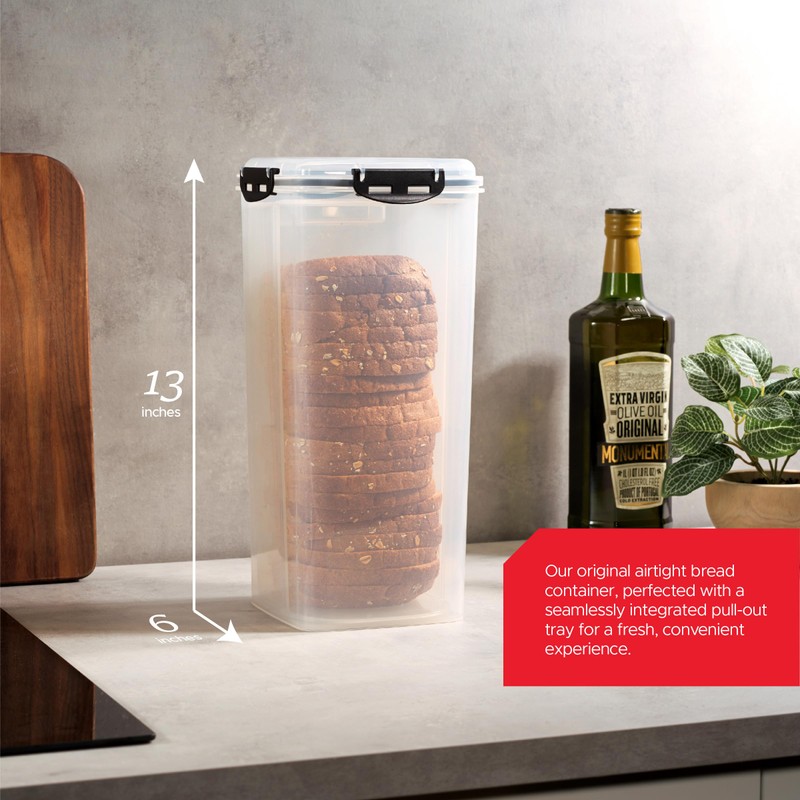 Tafura Bread Storage Container (2 Pack) with INGENIOUSLY Tray, Plastic