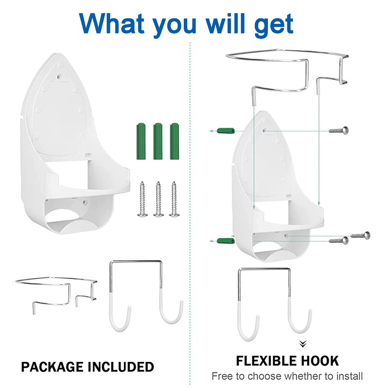 Ironing Board Hanger Wall Mount, Electric Iron Holder Laundry Room