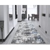 Machine Washable, Non Skid PVC Backing, Abstract Pattern, Blue&Grey Carpet