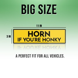 Horn If You're Honky Yellow Sticker, Funny Bumper Sticker for Car Truck, Waterproof UV-Resistant Sticker Size 3x11inches