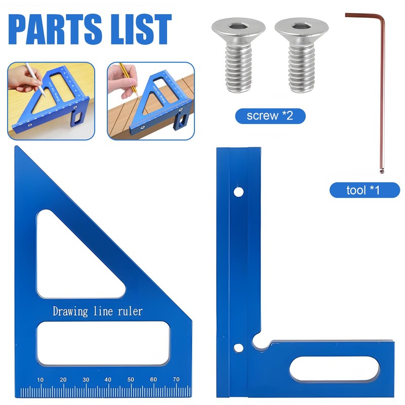 3D Multi Angle Measuring Ruler, 45° & 90° Degree Triangle