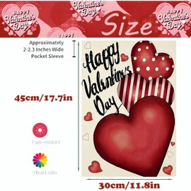 Valentines Day Garden Flag Double Sided Love Heart Happy Valentine’s Day Flag Yard Outdoor Flag Decoration 12x18 Inch