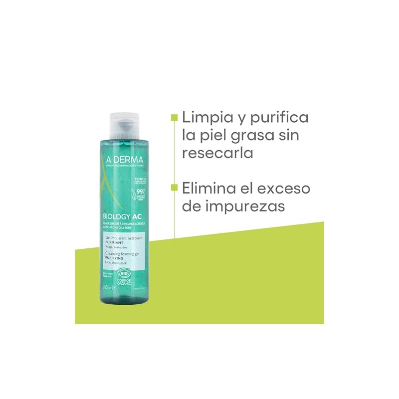 Aderma Biology Gel Limpiador Purificante Ingredientes Naturales Piel Tendencia Acnéica