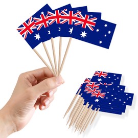 100 Stück Australien Zahnstocher Flaggen Cocktail Stick Flaggen,Australische Deko Fahne Mini Cupcake Topper Kleine Zahnstocher Australien Fähnchen für Torten Fußball EM Eurovision WM Bar Party Dekor