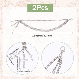 SOFPLATE Pack of 2 Cross Boots Charms Silver Shoe Chains Charms Alloy Retro Vintage Gothic Style Metal Lobster Clasp Hanging Shoe Anklet Accessories Sets for Boots Trainers Shoes Z