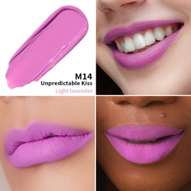 Oulac Matte Liquid Purple Lipstick for Women, Long Lasting Lipstick Waterproof Lip Stain, No Transfer, Creamy High Pigmented Formula with Rose Oil, Vegan & Cruelty-Free, Light Purple M14