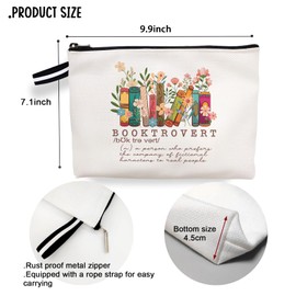 RBAFAO Booktrovert Cosmetic Bag Book Lovers Gifts Funny Wildflowers Book Reading Makeup Bag Bookworm Gift Travel Cosmetic Bag for Women Girl Birthday Graduation Gift (Wildflowers-6JM263)