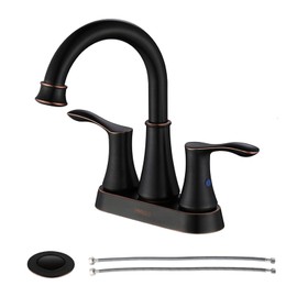 PARLOS Swivel Spout 2-Handle Lavatory Faucet Bathroom Sink Faucet with Metal Pop-up Drain and Faucet Supply Lines, Oil Rubbed Bronze, 1.2 GPM
