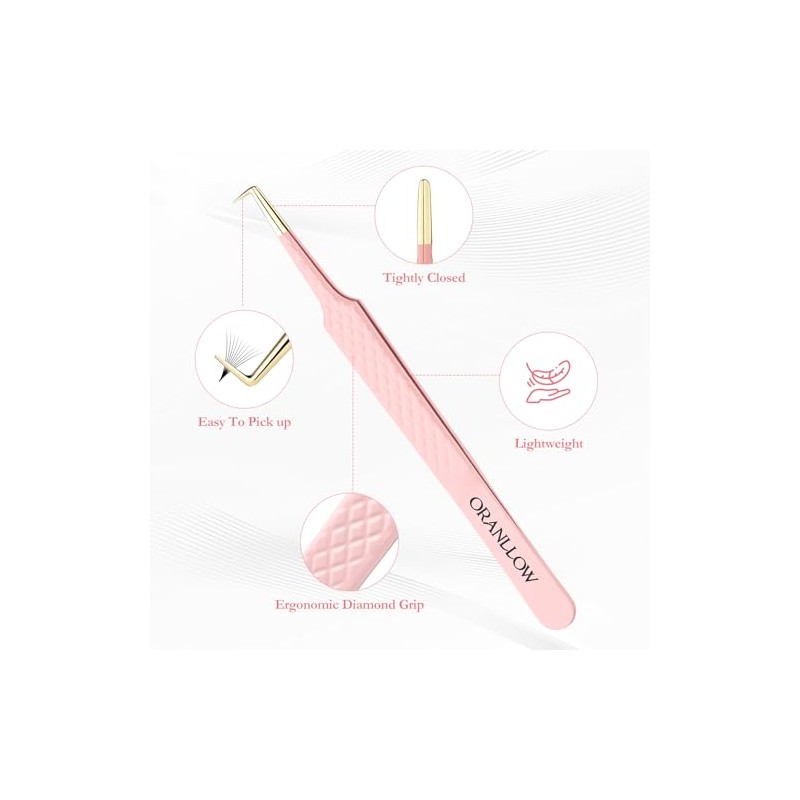 3 Pcs Precision Fiber Tip Lash Tweezers Set for Eyelash
