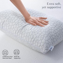 COOL GEL Reversible Shredded Memory Foam Pillow, Supportive and Comfortable, King 1-Pack