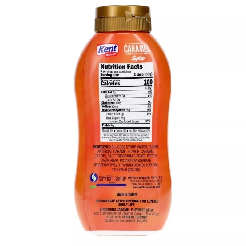 Kent Caramel Syrup - Full Case of 12 - 11.4oz