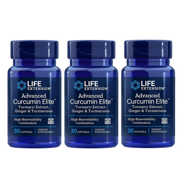Life Extension Advanced Bio-curcumin with Ginger 30 Softgels (3-Pack)