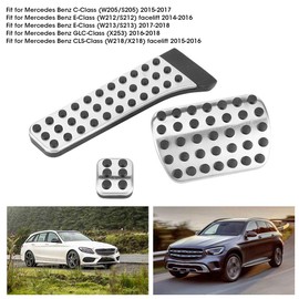 Juego de 3 pedales de freno de acelerador antideslizantes, almohadillas de pedal de freno de mano izquierda, accesorio automático para Benz Clase C 2015-2017, acero inoxidable