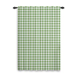 ggaimwf Sage Green Curtains for Bedroom Check Drape Curtains Gingham Plaid Vintage Window Treatment Country House Style Living Room Patio Hallway Room Divider Curtain Rod Pocket 117x183cm 1 Panel