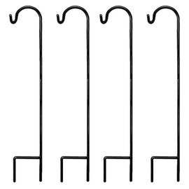 Ashman Shepherd's Hooks 35 Inch (4 Pack), Black, Made of Premium Metal for Hanging SolarLights, Bird Feeders, Mason Jars, Christmas Lights, Lanterns, Garden Stakes and Wedding Décor.
