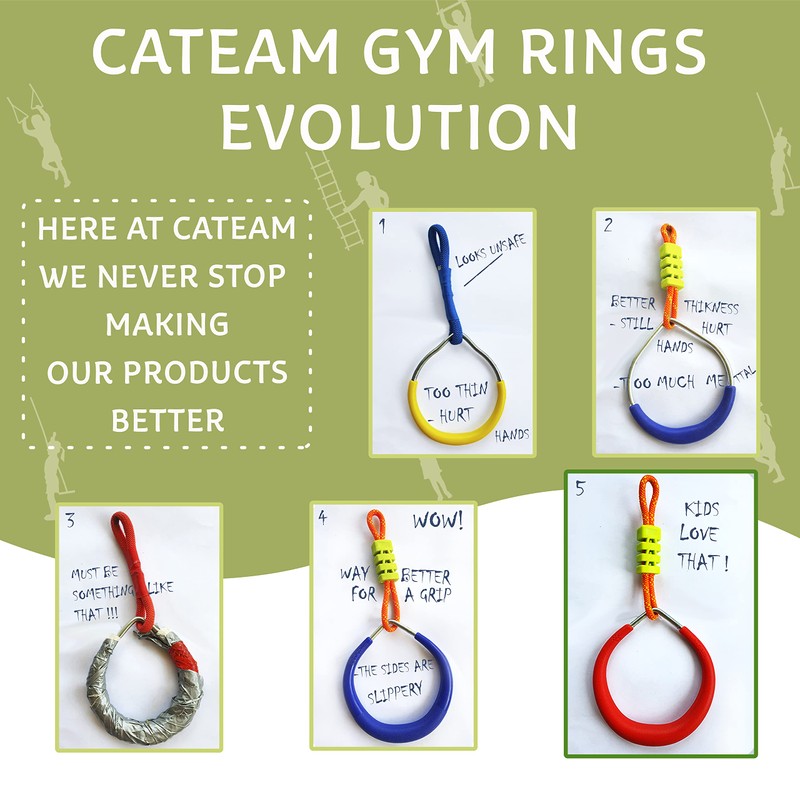 Ninja Slackline Accessories – Multicolor Gymnastic Rings Set of 2