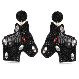 Boderier Derby Earrings Beaded Kentucky Derby Racing Horse Earrings Dangle Statement Derby Day Horse Racing Fan Jewelry Gifts, beads, No Gemstone