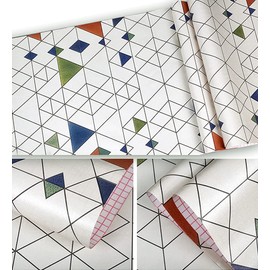 YIXIFANS J336 Peel and Stick Wallpaper Geometric Colourful Triangle Removable Self-Adhesive Contact Paper Shelf Drawer Liner for Home Decor 17.7"x 9.8ft