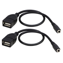 zdyCGTime USB 2.0 AFemale to DC 3.5x1.35mm Female Adapter Cable 5 Volt DC Barrel Power Jack Charging Cable for Tablet, Electronic Dog, Access Control Attendance (28CM/11inch F/F, DC 3.5x1.35mm-2packs)