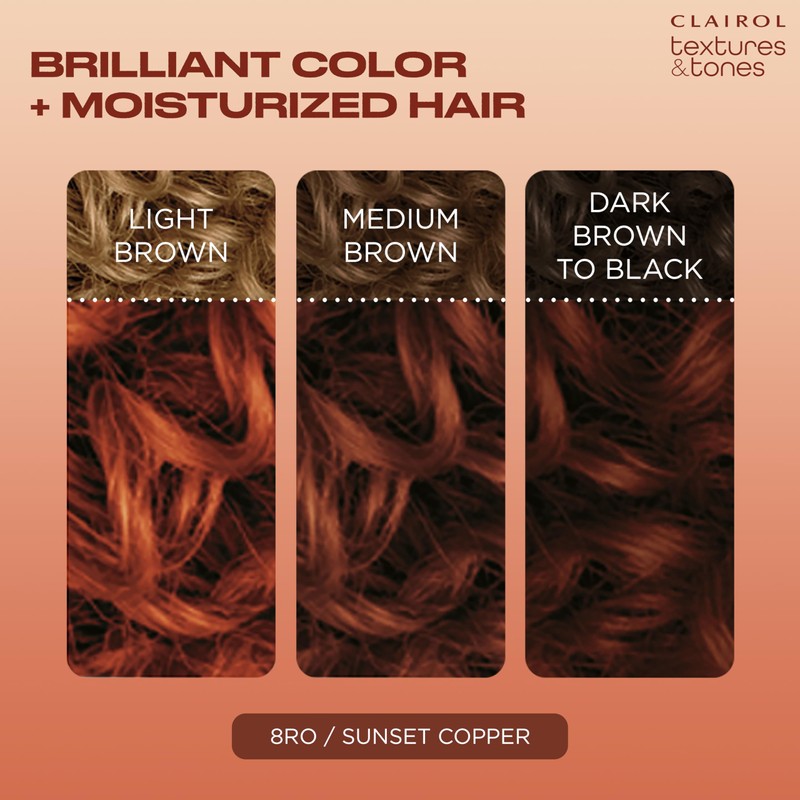 Clairol Textures & Tones Permanent Hair Dye, 8RO Sunset Copper