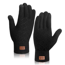 TAGVO Touchscreen Gloves Thermal Gloves Winter Gloves Sports Gloves Outdoor Running Gloves Knitted Gloves Warm Cycling Gloves Thermal Gloves for Men Women, black