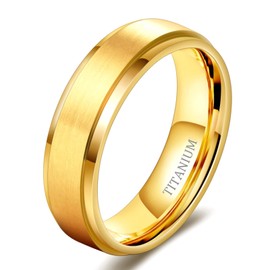 TIGRADE 4mm 6mm 8mm 10mm Black Titanium Rings Wedding Band Matte Comfort Fit for Men Women Size 3-15,Gold 6MM, Size 10