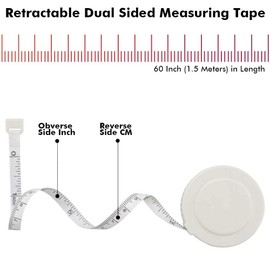 White Measuring Tape for Body,Soft Tape Measure for Body Sewing Fabric Tailor Cloth Craft Measurement Tape，60 Inch/1.5M White Retractable Dual Sided Measure Tape Sewing Tape Measures