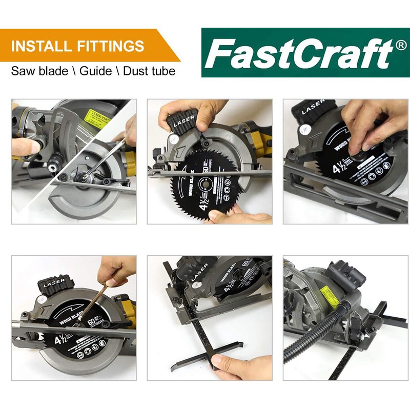 FastCraft Compact Circular Saw + 8pc 4.5" Mini Blades GUARANTEED
