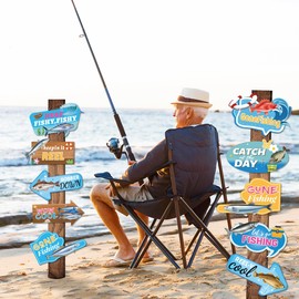 Gone Fishing Party Decorations, Gone Fishing Party Themed Directional Signs Gone Fishing Sign for Fishing Birthday Party Supplies Photo Props Backdrop Decor Fishing Tournament Decorations