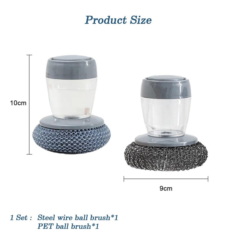 SanKristo Soap Dispensing Dish Brush 2 Pack, Push Button Auto