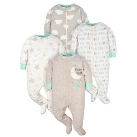 Gerber Pack de 4 pies Unisex Sleep 'N Play, Elefantes, Recién Nacido