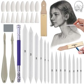 Liekadijiae 35 Piece Paper Wiper Set, Mixing Paper Wiper Set, Blending Stumps Set/Tortillion Set/Stumps Set, Mixing Paper Wiper Pencil, Paper Wiper for Pencils Drawing Set