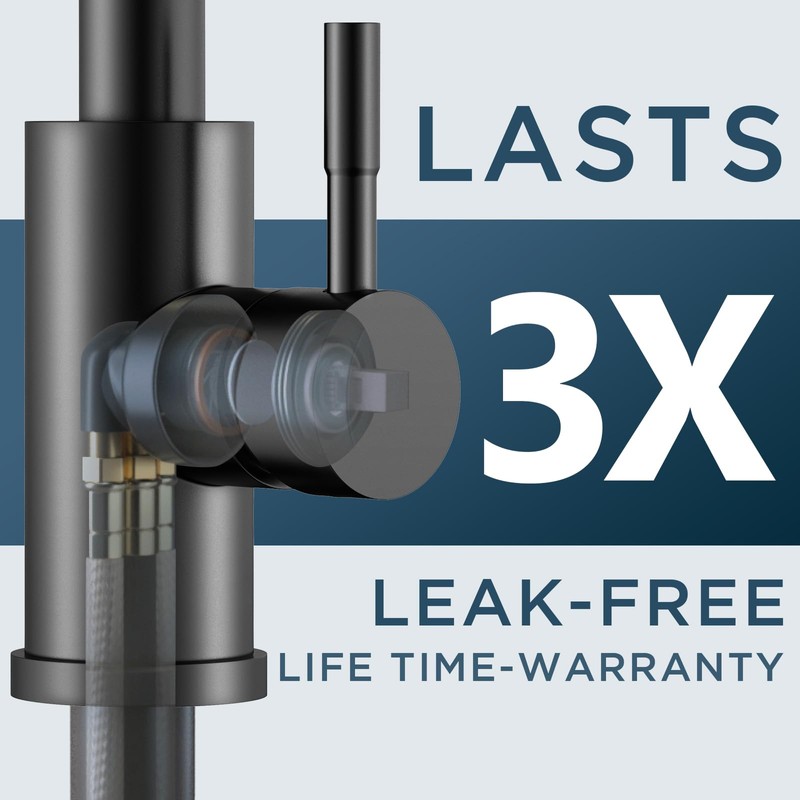 FORIOUS Black LED Kitchen Faucet with Pull Down Sprayer, High