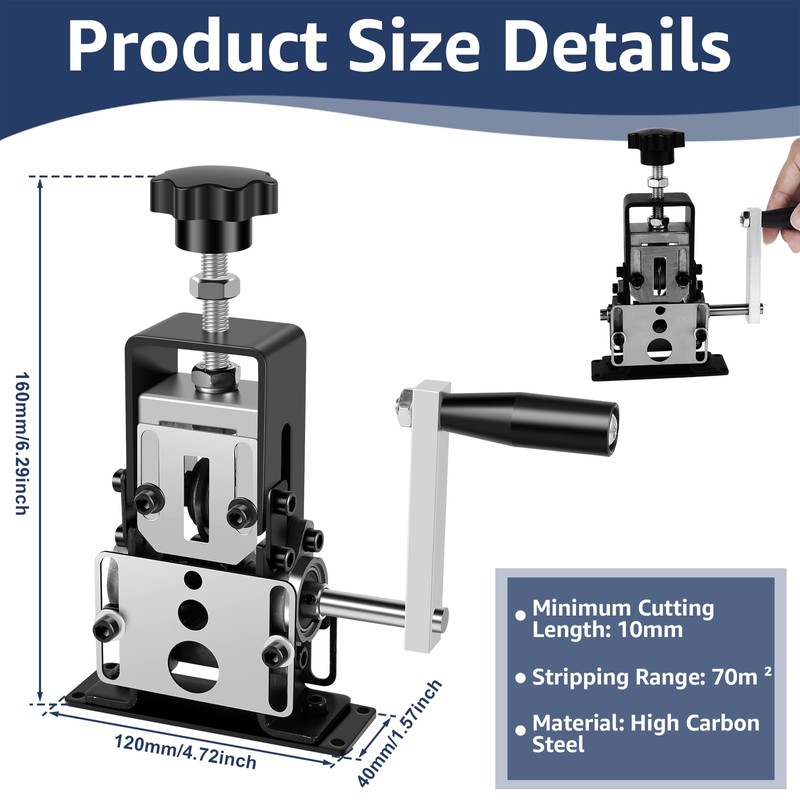Wire Stripper Machine, 0.06''-0.98'' Manual or Drill Powered Wire Stripping
