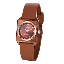 Avaner Women's Silicone Wrist Watches: Square Analog Quartz Simple Dial Soft Band Watches for Women